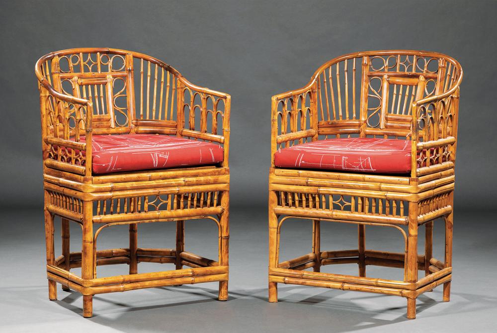 BAMBOO BARRELBACK ARMCHAIRS,
