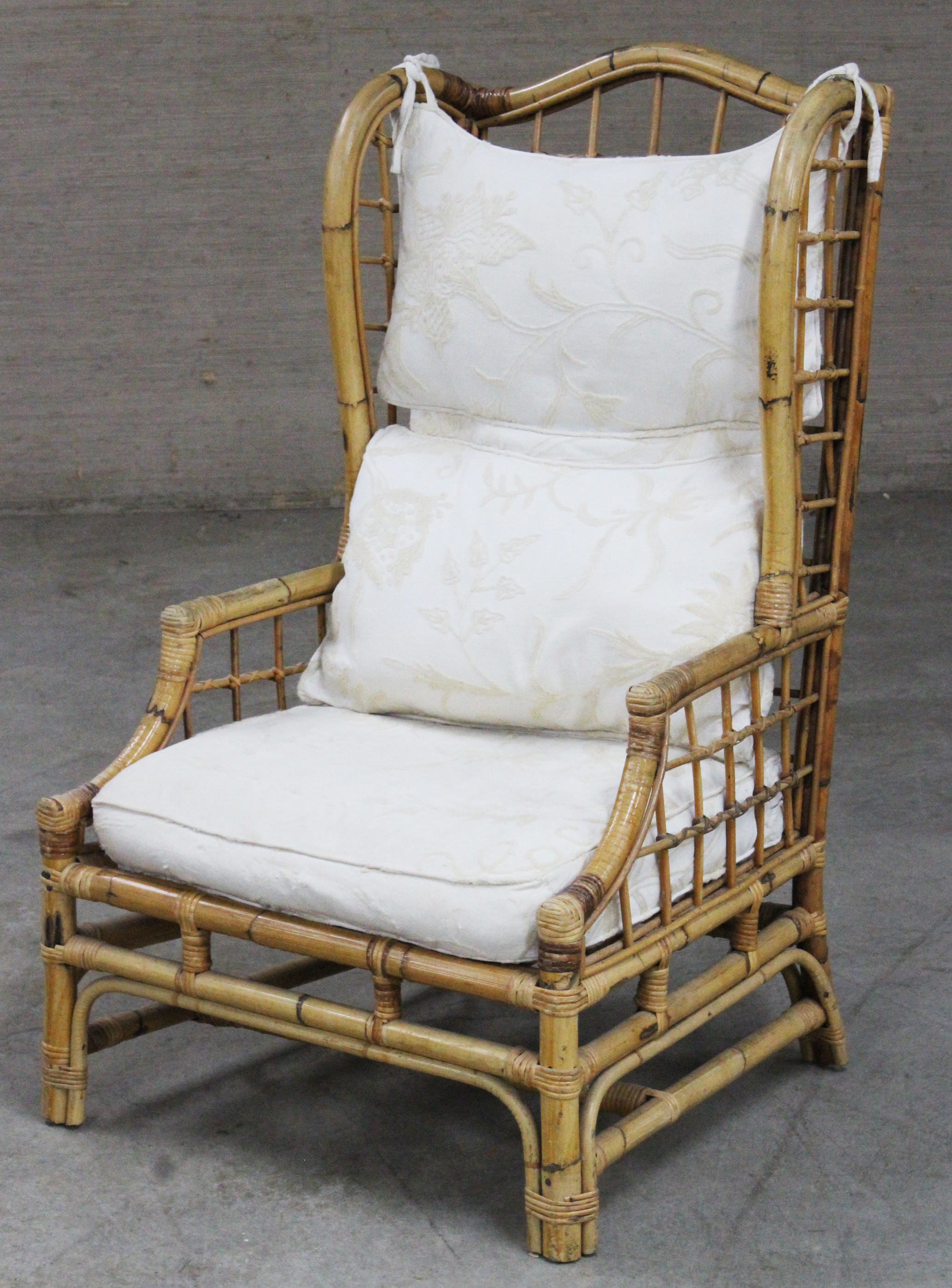 BAMBOO CANED HIGH BACK WINGED