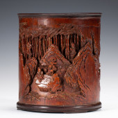 BAMBOO - CARVED BRUSH POT WITH