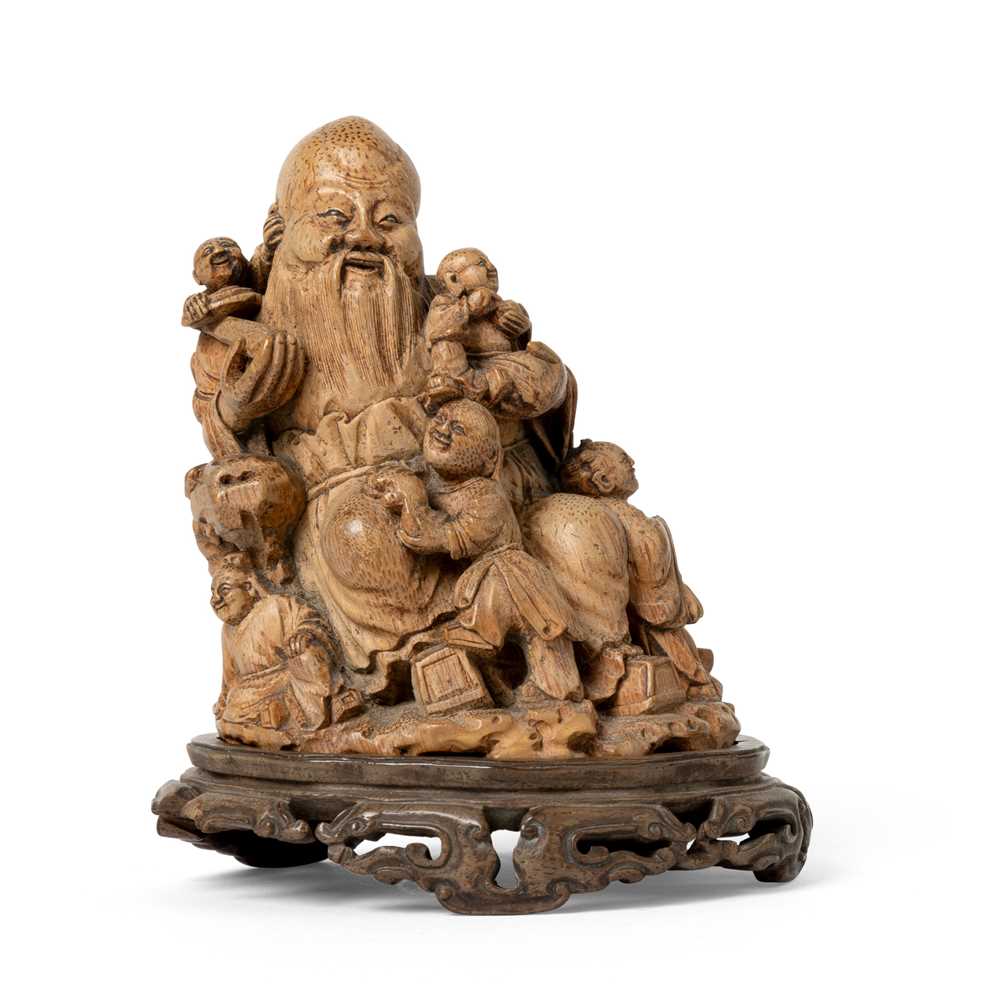 BAMBOO CARVING 'SHOULAO AND BOYS'