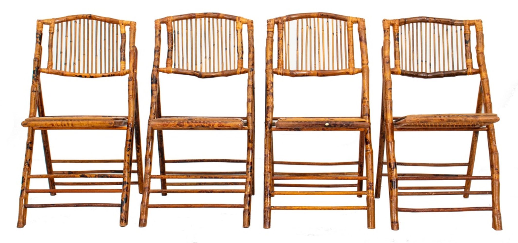 BAMBOO FOLDING CHAIRS, 4, 20TH C