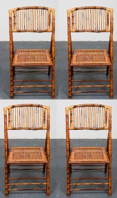 BAMBOO FOLDING CHAIRS, SET OF