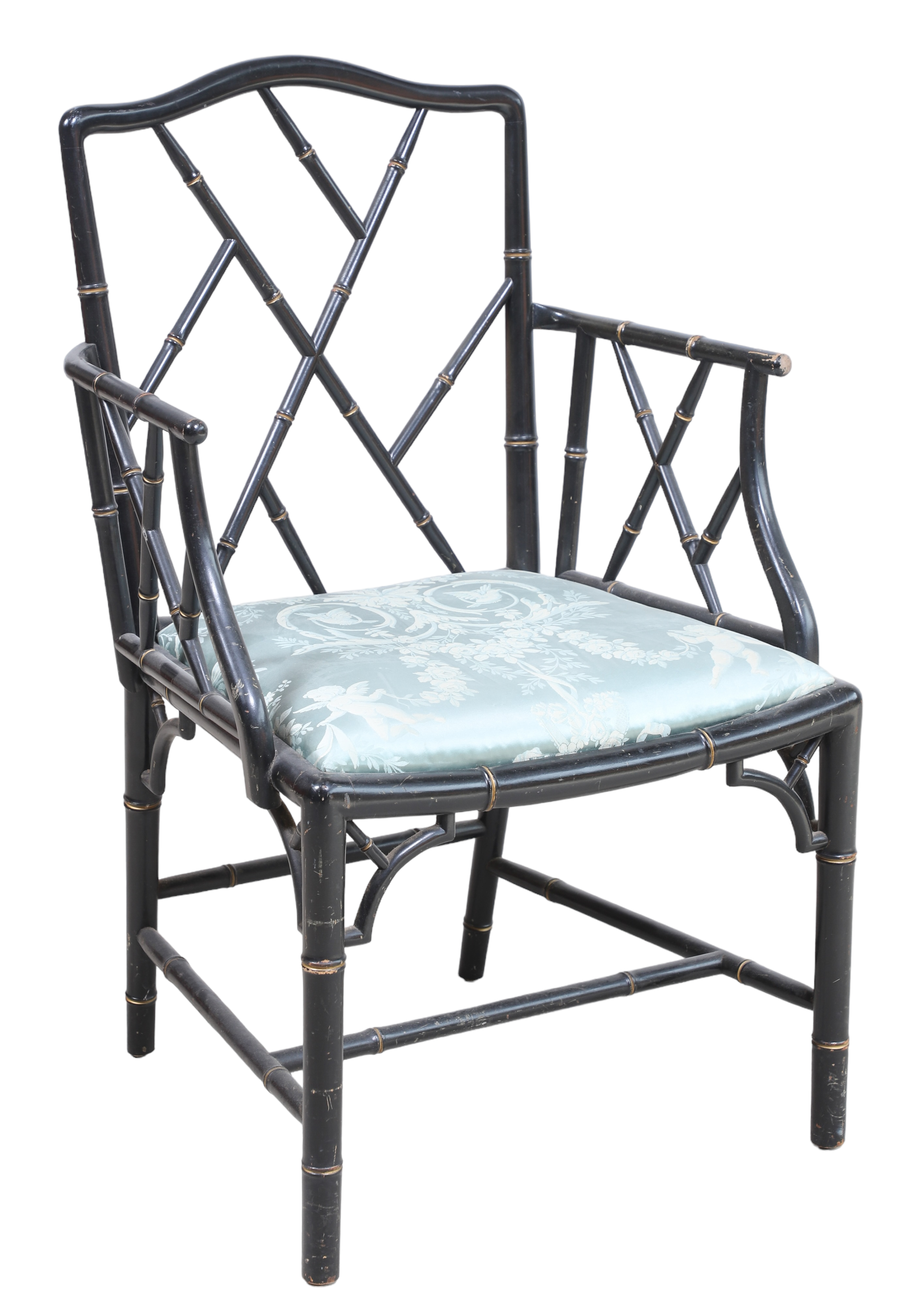 Bamboo form painted armchair,