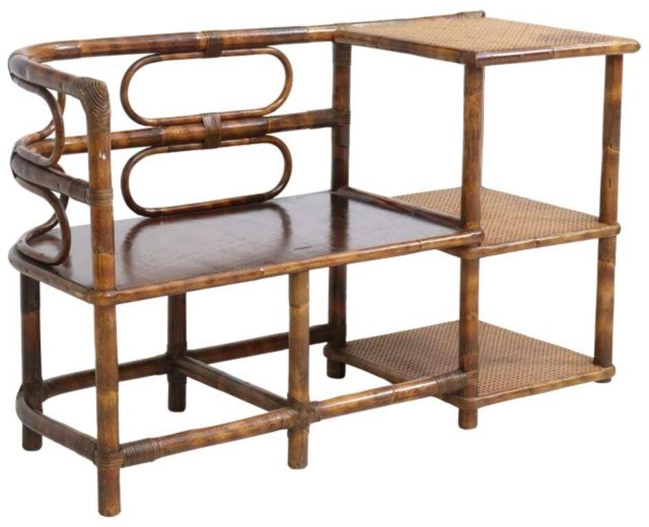 BAMBOO & RATTAN HALL BENCH WITH