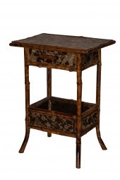BAMBOO SIDE TABLE WITH LEATHER