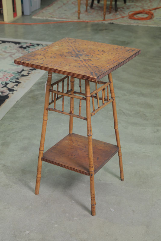BAMBOO STAND. Square pyrography