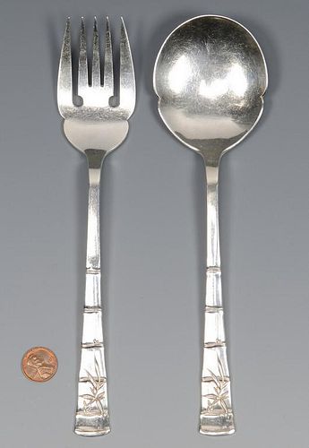 BAMBOO STYLE .950 SILVER SALAD SET,