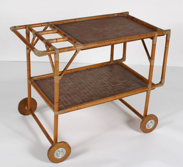 Bamboo tea cart with decorative