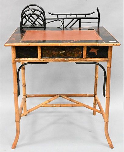 BAMBOO WRITING DESK, HAVING LEATHER