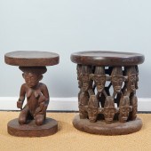 BAMILEKE AND CHOKWE CARVED WOO