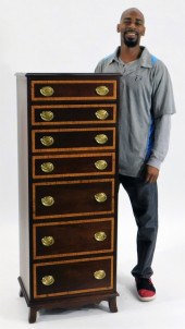 BANDED INLAID MAHOGANY BURL WO