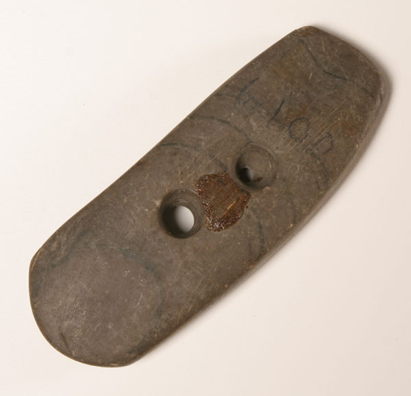 Banded slate gorget from MI. 4 1/4"