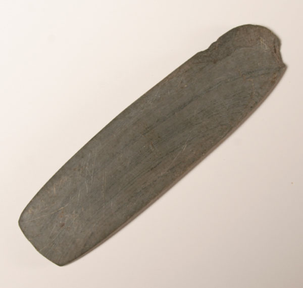 Banded slate gorget, undrilled from