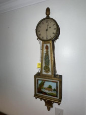 BANJO CLOCK, PAINTED GLASS DOO