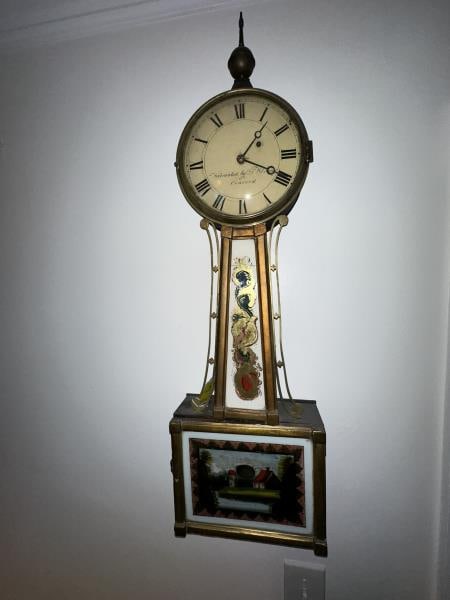 BANJO CLOCK, REVERSE PAINTED