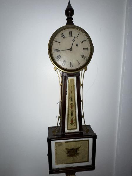 BANJO CLOCK, REVERSE PAINTING OF