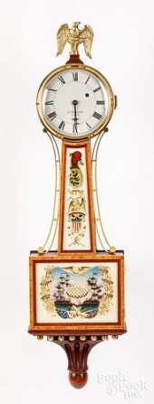 BANJO CLOCK, WITH BANDED MAHOG