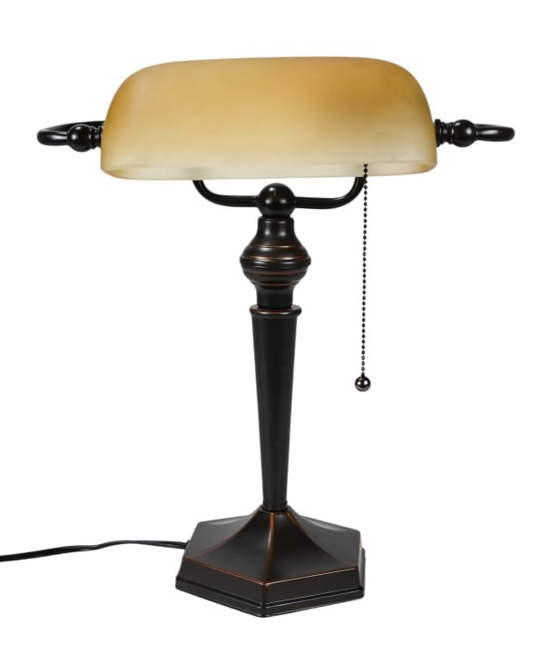 BANKERS DESK LAMP WITH AMBER