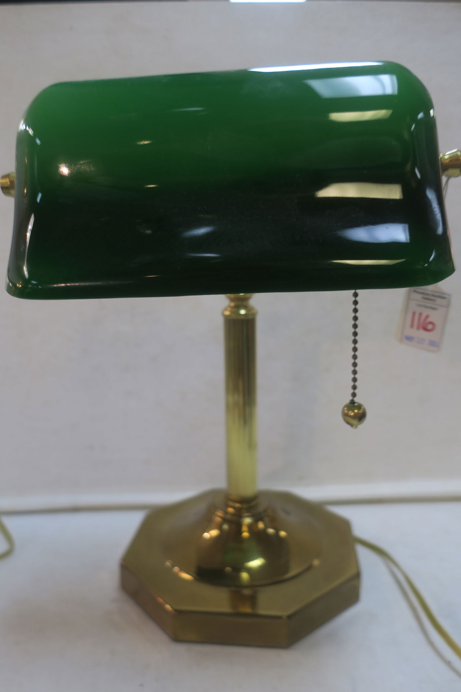 BANKERS GREEN GLASS BRASS DESK LAMP