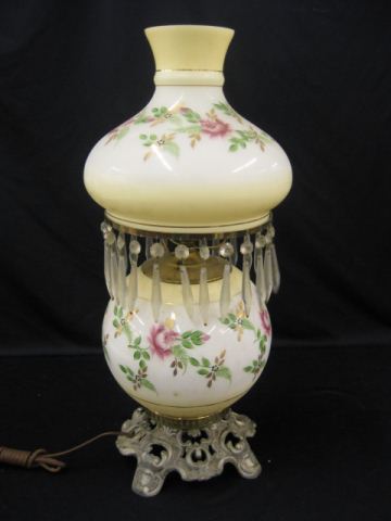 Banquet Lamp handpainted milk glass