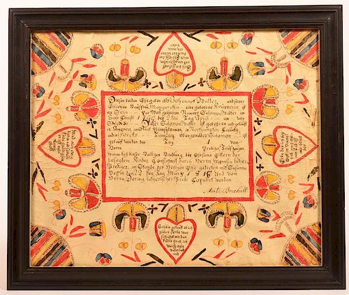 BAPTISMAL CERTIFICATE ATTRIBUTED TO