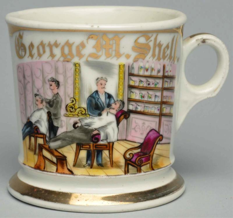 Barber Shop Scene Shaving Mug. 