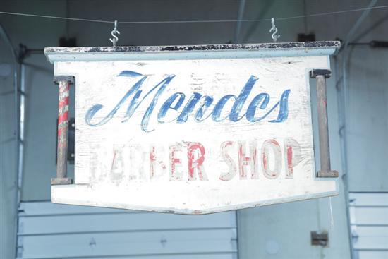 BARBER SHOP SIGN. Polychrome