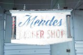 BARBER SHOP SIGN. Polychrome p