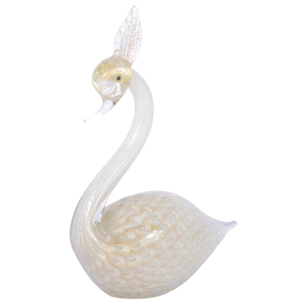 BARBINI MURANO ART GLASS WHITE SWAN