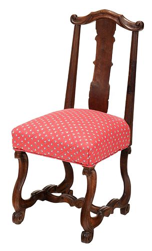 BAROQUE CARVED OAK SIDE CHAIR IN