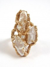BAROQUE PEARL, DIAMOND AND YEL