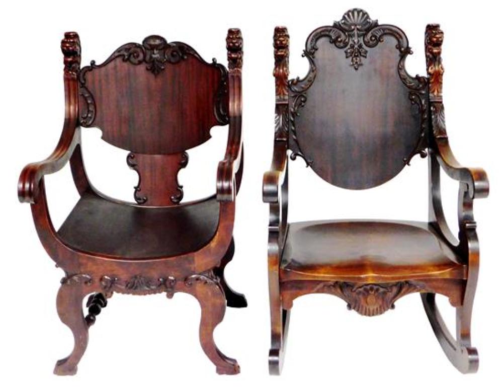 BAROQUE STYLE ARMCHAIR AND ROCKER