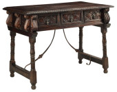 BAROQUE STYLE CARVED OAK TREST