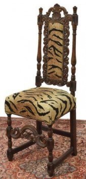 BAROQUE STYLE CARVED WALNUT CH