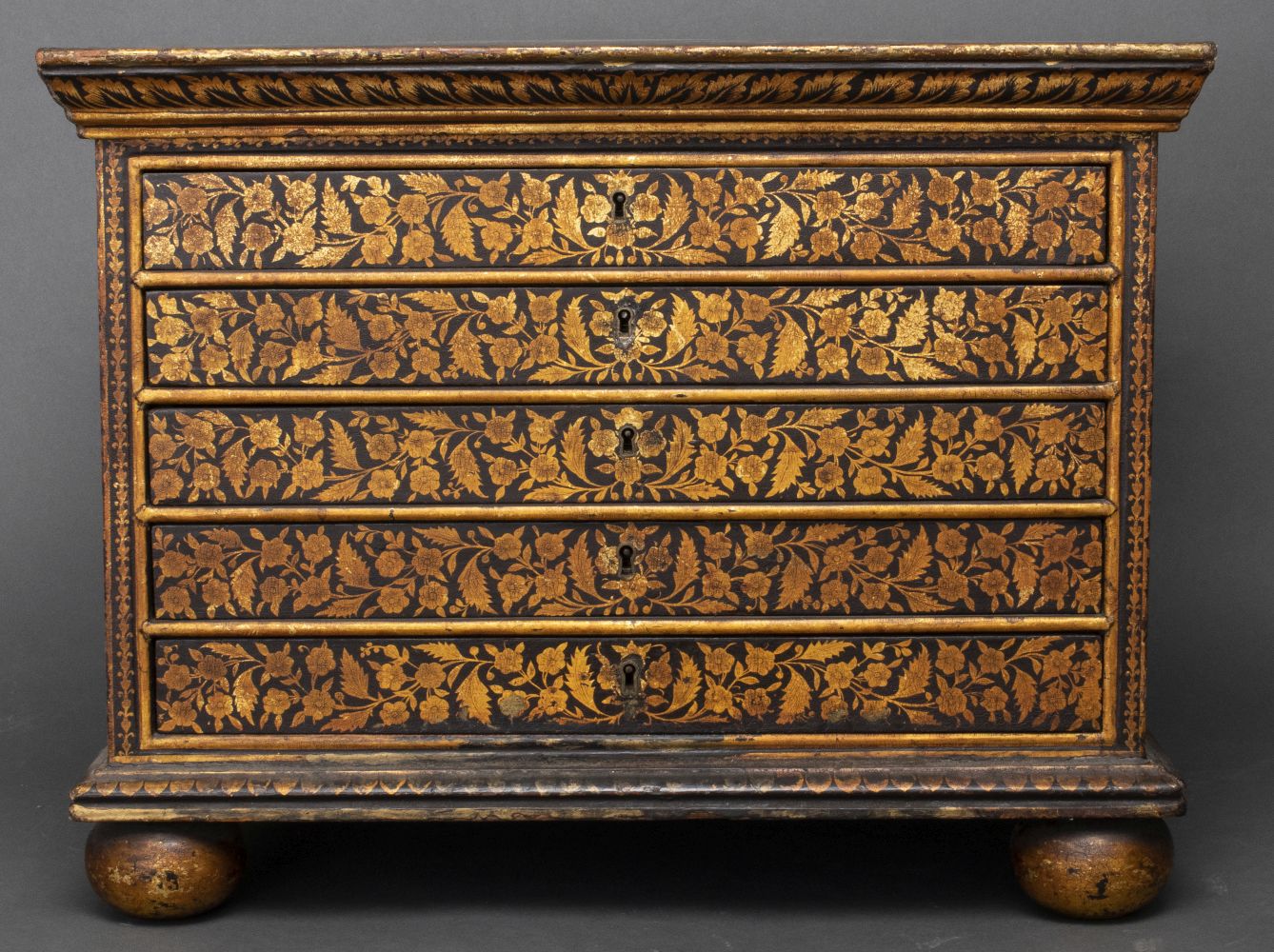 BAROQUE STYLE EBONIZED CHEST OF