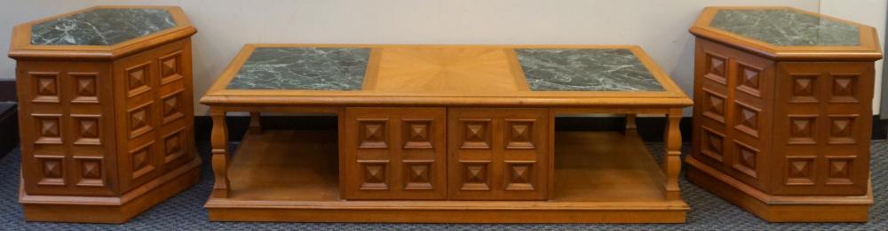 BAROQUE STYLE TEAK AND GREEN MARBLE