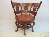 BARRELBACK CARVED CHAIR, ROUND