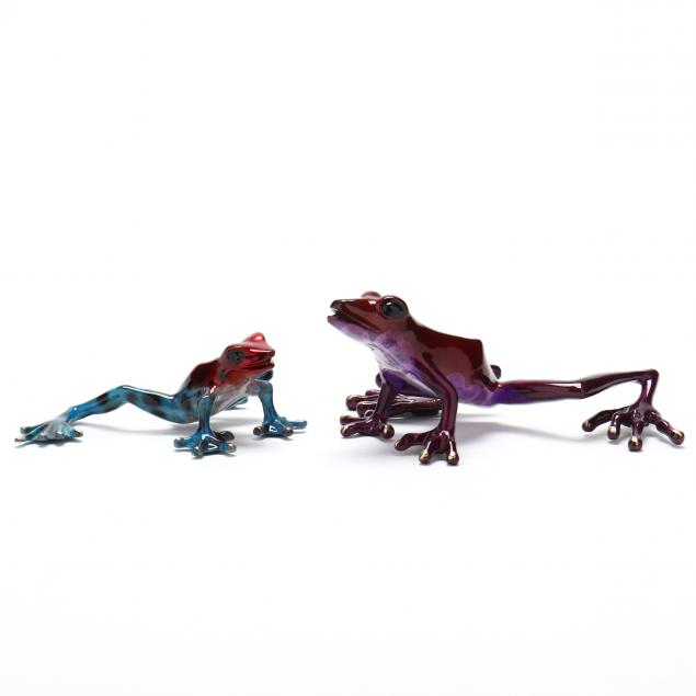 BARRY STEIN, TWO ENAMELED BRONZE