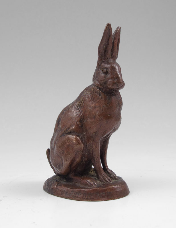 BARYE BRONZE HARE ON HIS