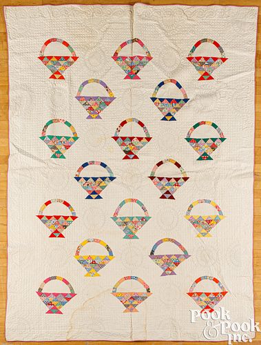 BASKET PATTERN QUILT, YELLOW FLORAL