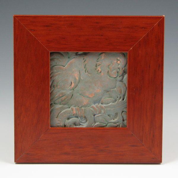 Batchelder framed bird tile. 