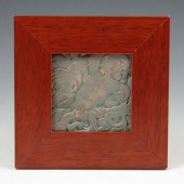 Batchelder framed bird tile.