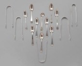 Bateman silver spoons, tongs,