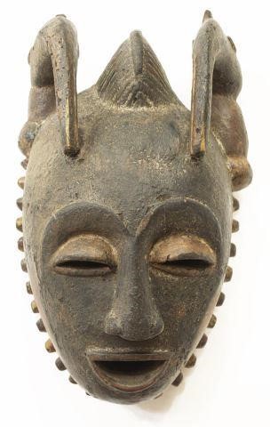 BAULE CARVED WOOD MASK, TWO BIRDS
