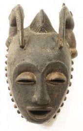 BAULE CARVED WOOD MASK, TWO BI