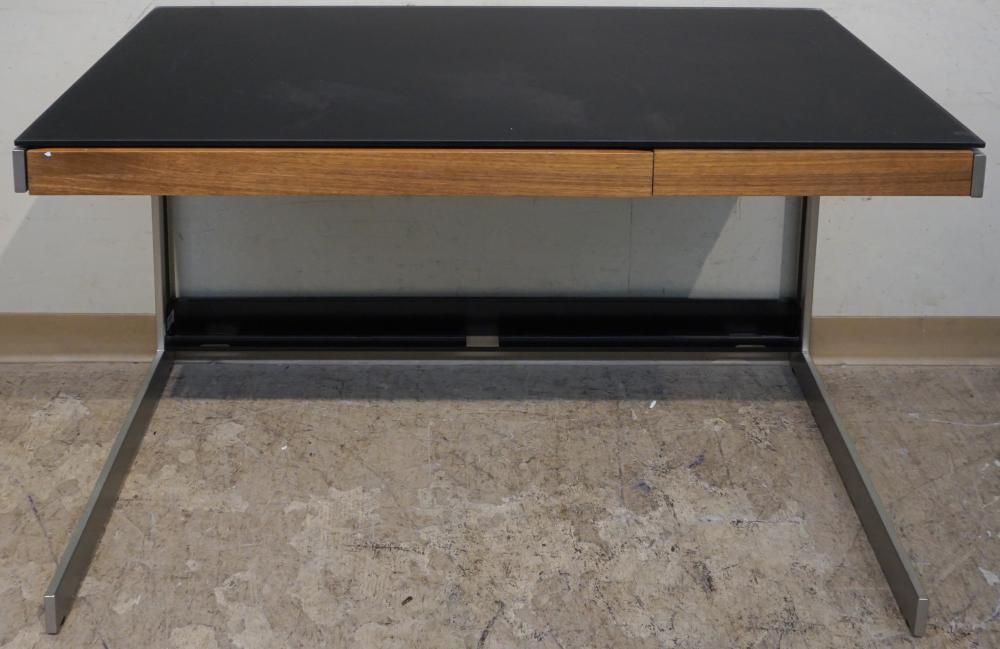 BDI CHROME LEG AND BLACK GLASS