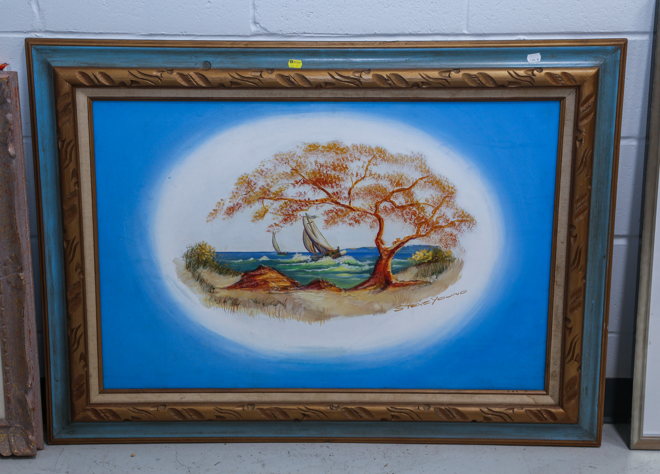 BEACH SCENE PAINTING Oil on canvas;