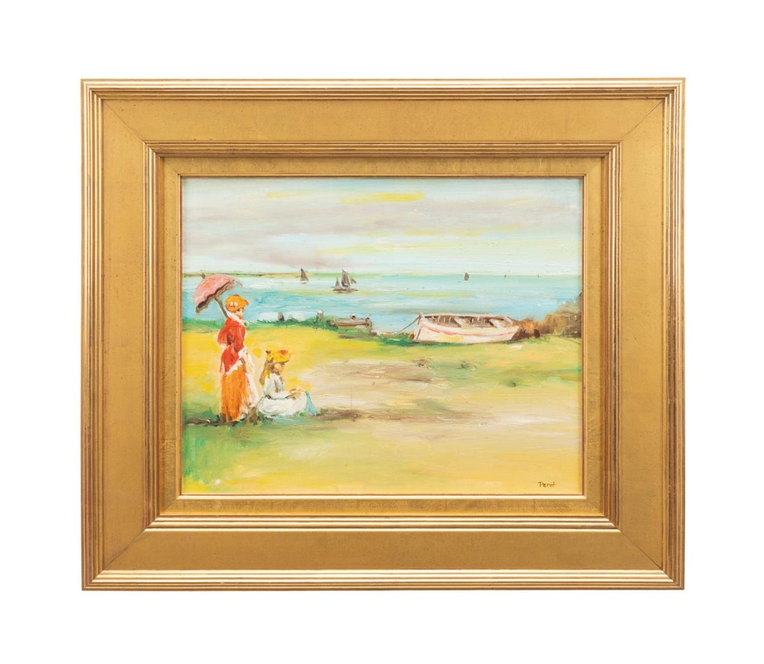 BEACH SENCE W/FIGURES AND BOATS,