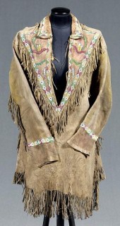 Beaded buckskin shirt, buckski