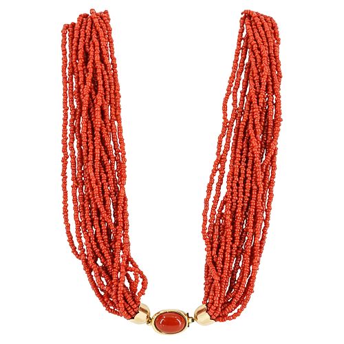 BEADED CORAL MULTI STRANDED